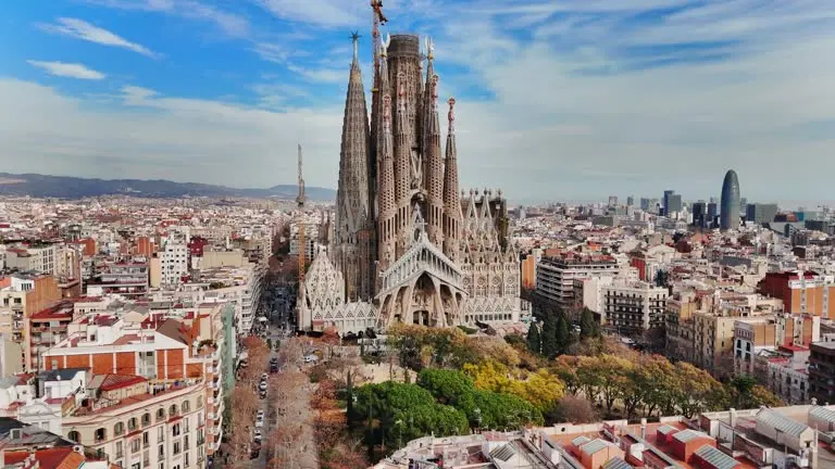Barcelona's Sagrada Familia shot from the sky