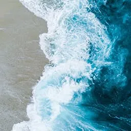 Beach shore seen from above